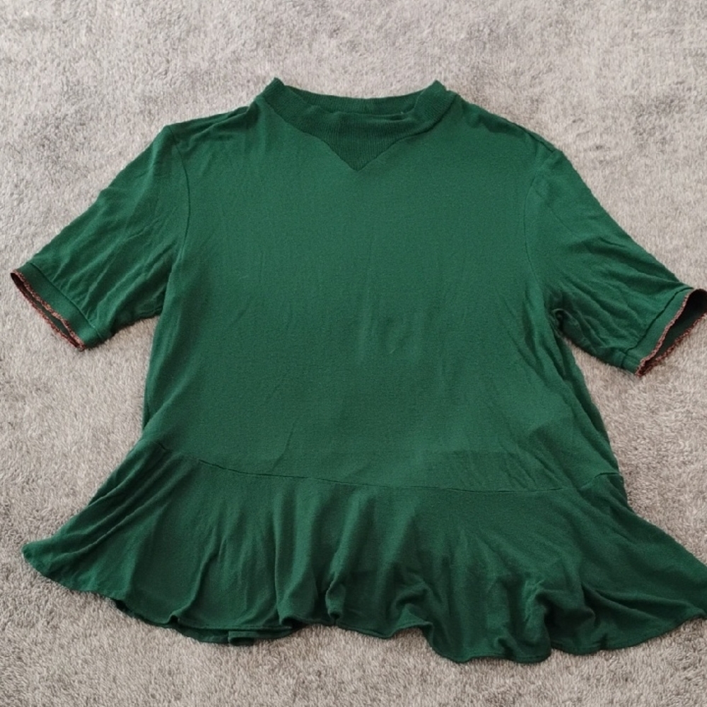 Scotch And Soda UNSIZED (S?) Ruffle Hem Mock Neck Metallic Trim